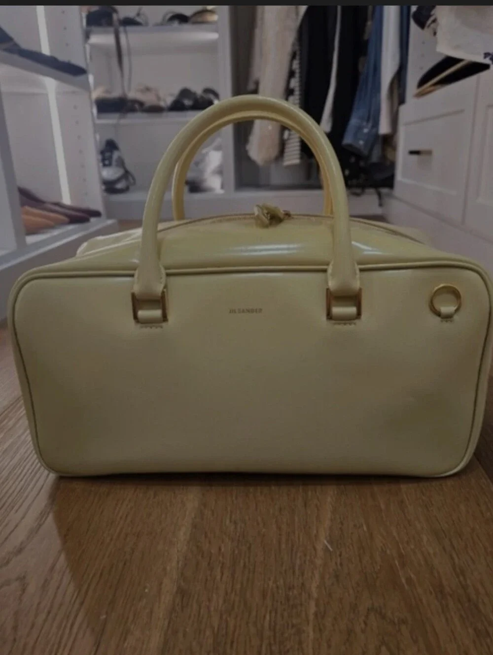 Jil Sander Patent Lemon Yellow Top-Handle Satchel